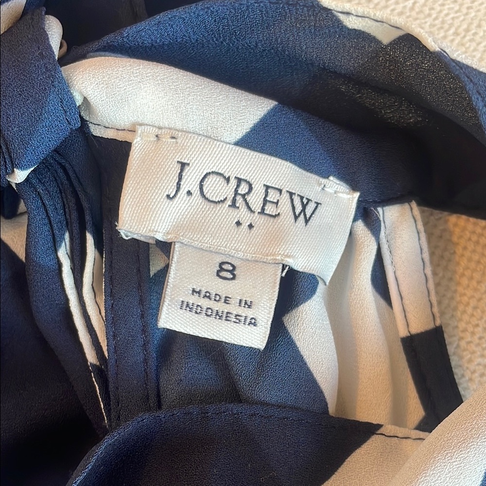 J. Crew Navy and Cream Checkered Bow Tie Back Halter Top Size 8 - Picture 6 of 8